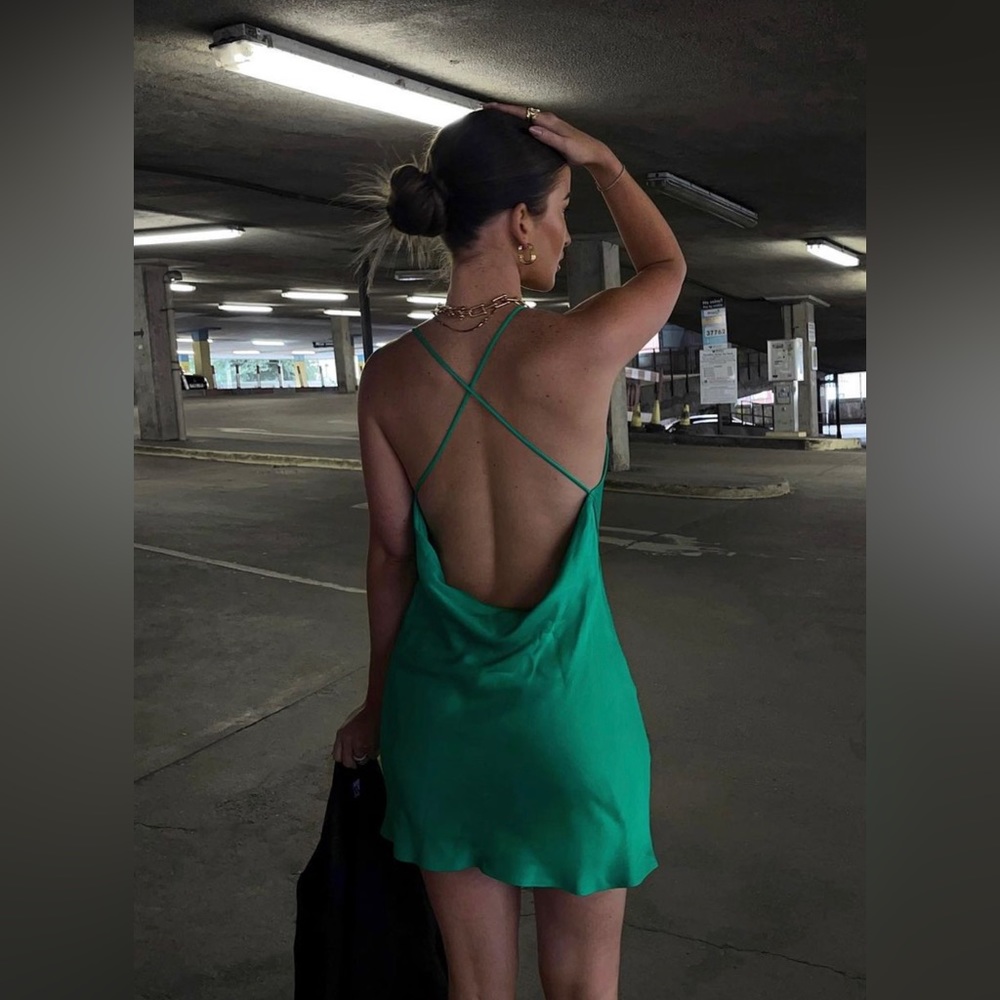 Zara Green Satin Mini